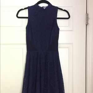 Navy blue high neck dress